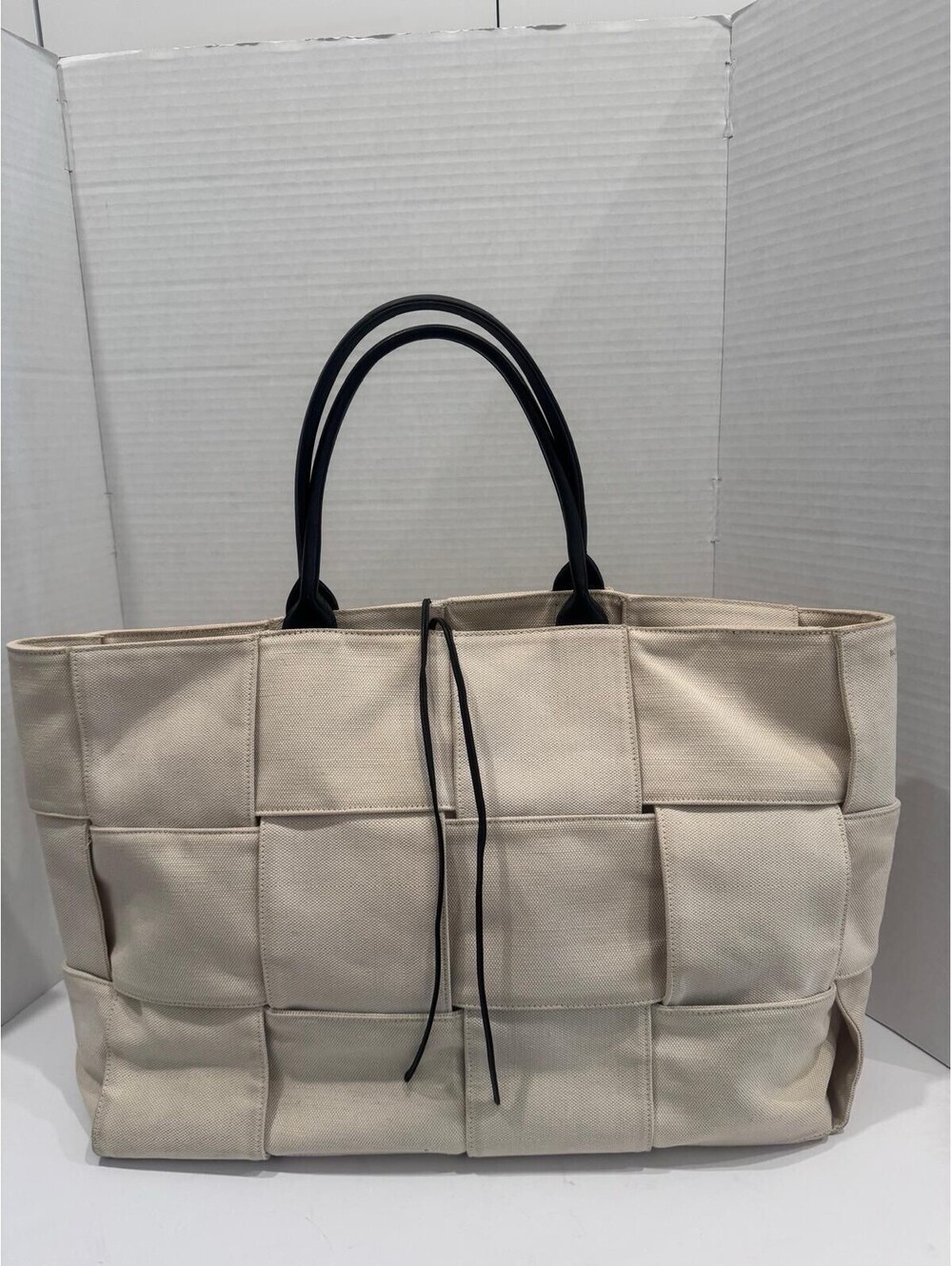 Bottega Veneta Large Arco Tote Bag — Maxi Intrecciato Canvas & Leather